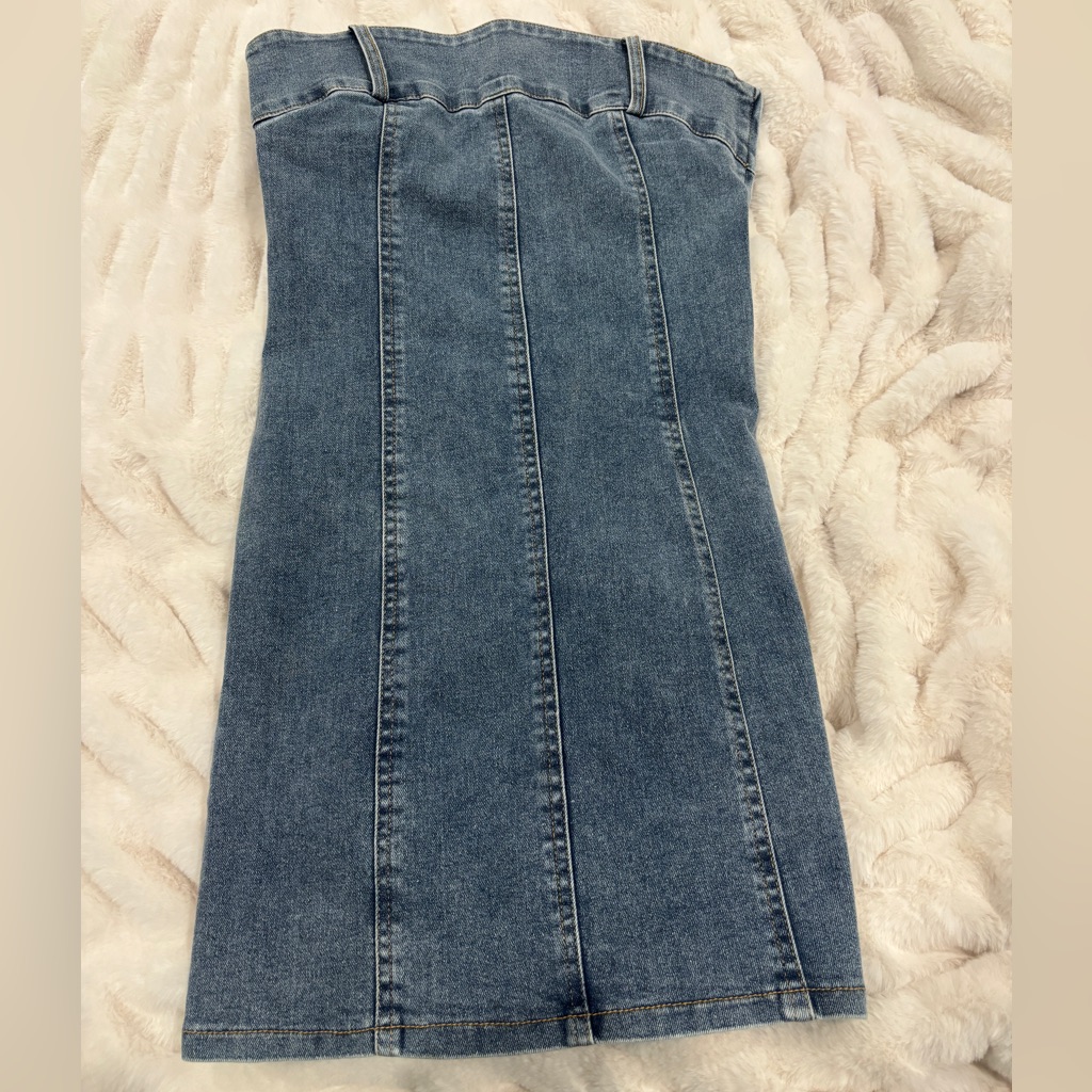 Denim Blue Women's Strapless Dress